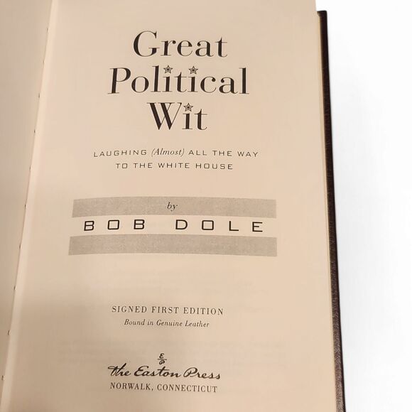 Great Political Wit by Bob Dole - Signed Autographed First Edition Leather-Bound - Picture 2 of 11